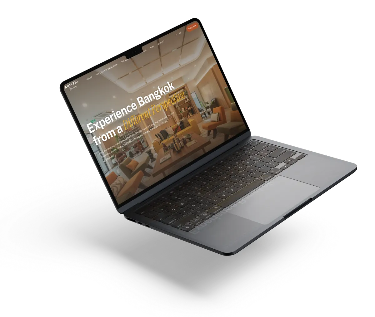MacBookで表示したホテルAdelphi ItsaraphapのWebサイト（Daaistudioが全面リデザイン）