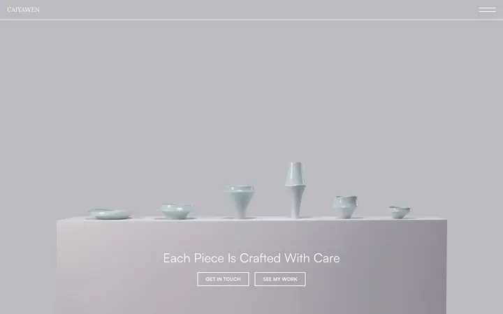 CaiYawen CeramicsのWebサイトのトップ画面（他のスタジオの作品）