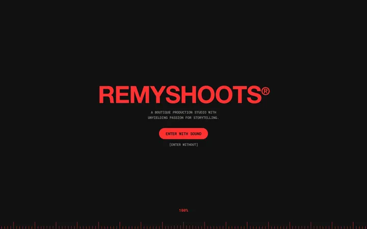 RemyShootsのWebサイトのトップ画面（他のスタジオの作品）